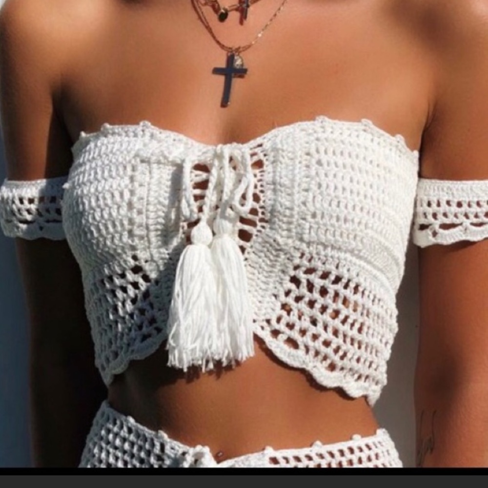 Red crochet top